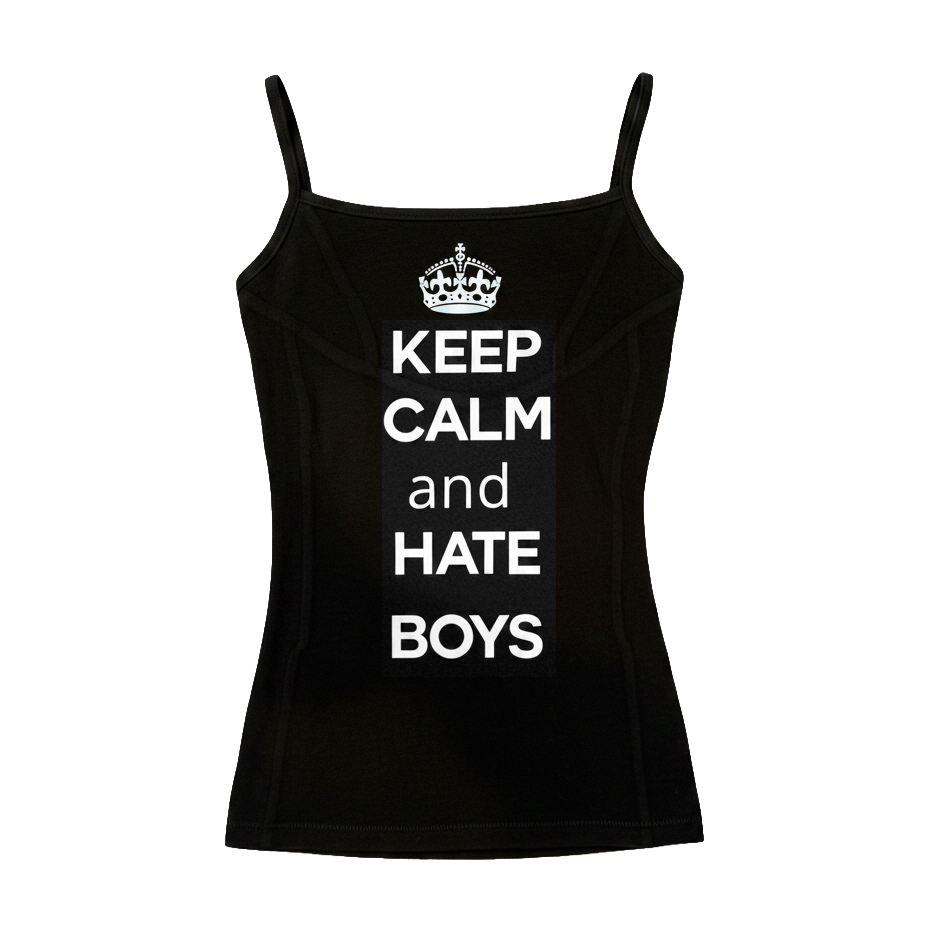 Keep Calm Spaghetti Strap - Black/White