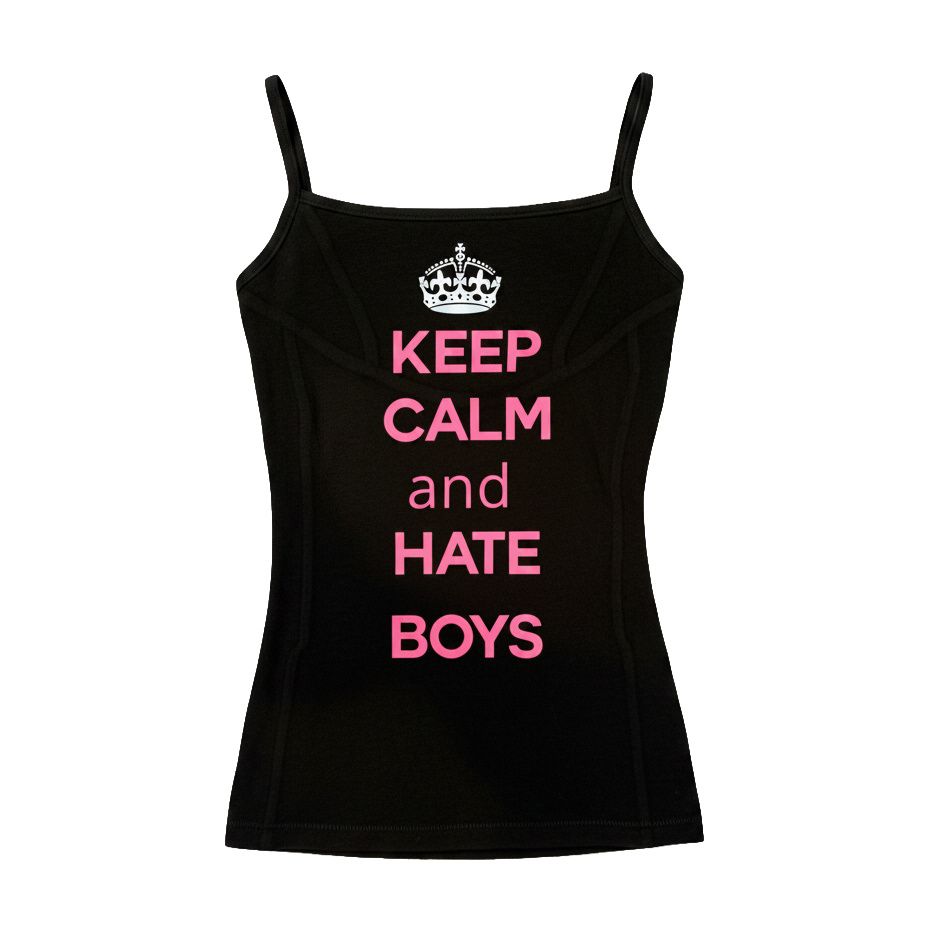 Keep Calm Spaghetti Strap - Black/Pink