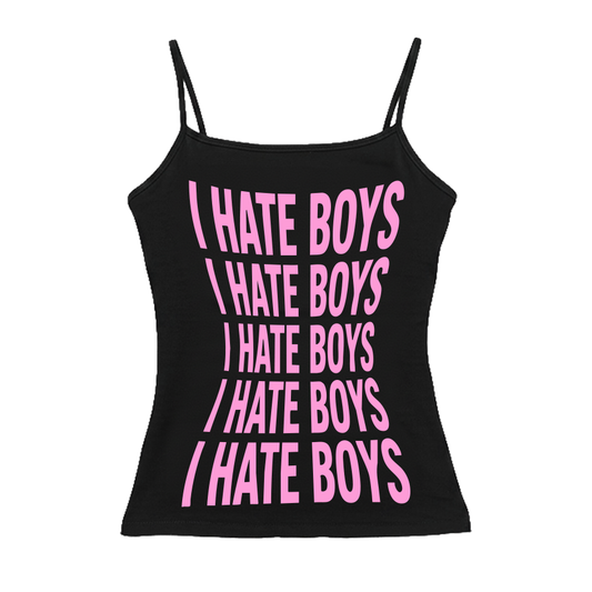 I Hate Boys Spaghetti Strap - Black/Pink