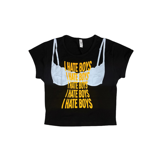 I Hate Boys Baby Tee - Black/Yellow